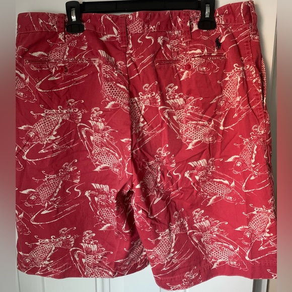 Men’s Ralph Lauren Red Koi Fish Shorts Relaxed Fit Size 38 100% Cotton - Picture 2 of 10